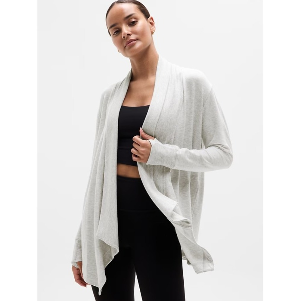 Athleta Pranayama Wrap Cover Size Medium Heathered Gray Women's Yoga Comfy Cardi